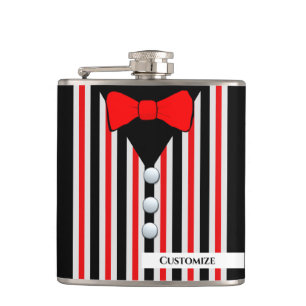 Petaca Vest Pinstriped Vest & Red Bow Tie Vinyl Envuelto