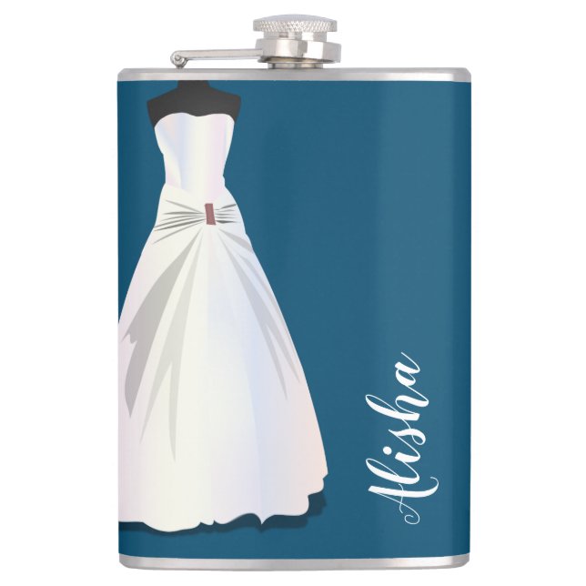 Petaca Vestido de dama de honor con Boda personalizado (Anverso)