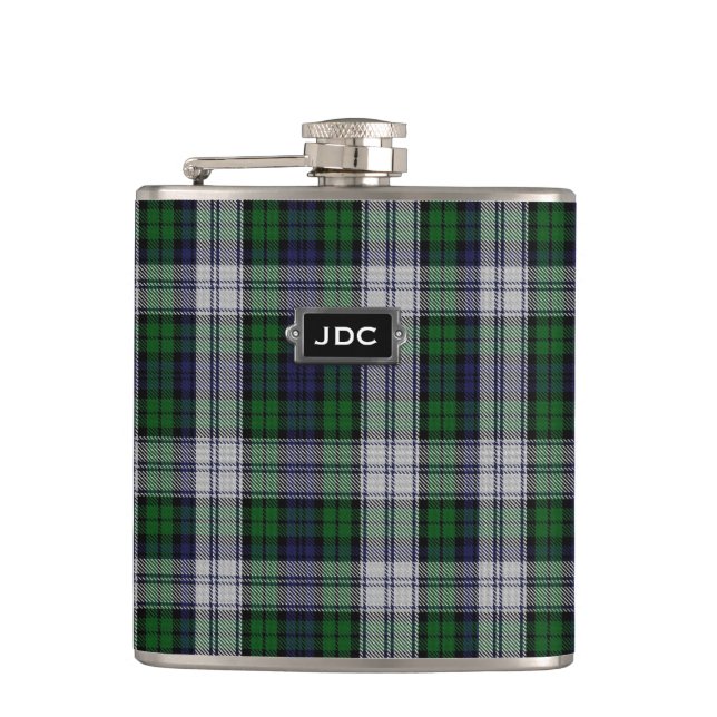 Petaca Vestido monogramado Black Watch Tartan Plaid Flask (Anverso)