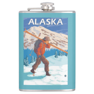 Petaca Viaje 3 del vintage de los esquís de la nieve del