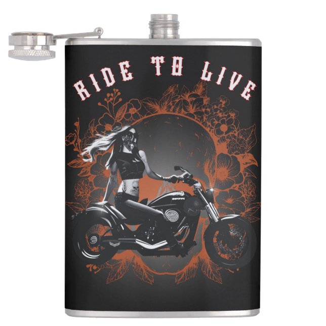 Petaca Viaje a la vida - Chica de motociclistas (Abierto)