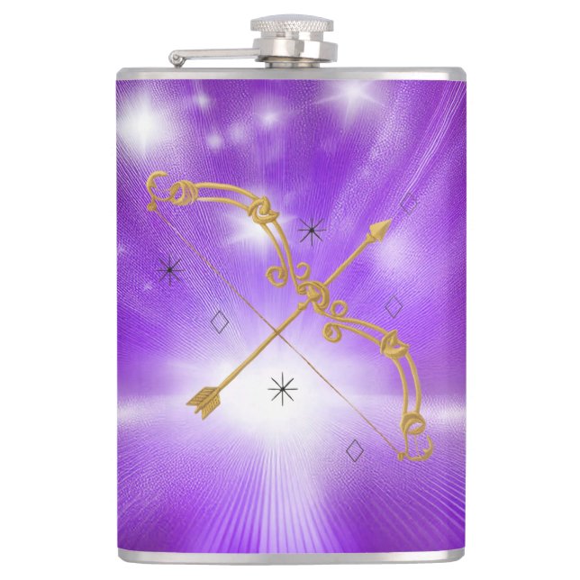 Petaca Viajero Celestial: Sagitario Dorado (Anverso)