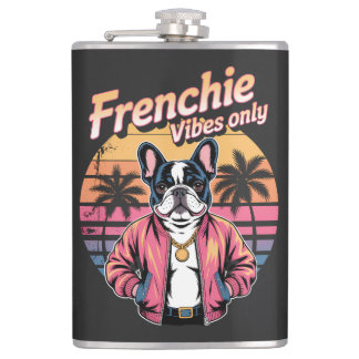Petaca Vibraciones de Frenchie Solo Atardecer Retro Bulld
