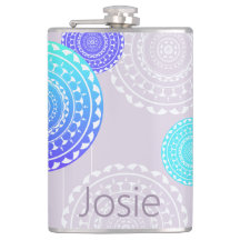 Vibrante Aqua Blue Random Mandala en el nombre de