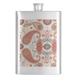 Petaca Vibrante Boho Paisley patrón floral blanco