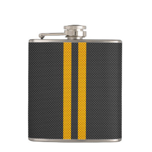 Petaca Vibrante Carreras Amarilla Stripes Carbon Fiber St