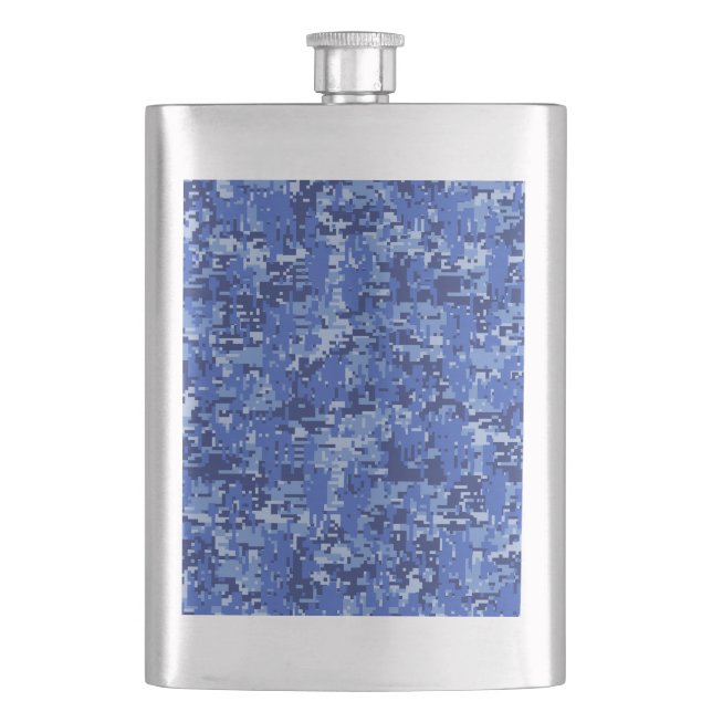 Petaca Vibrante textura de camuflaje digital de camo azul (Anverso)
