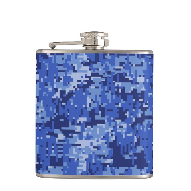 Petaca Vibrante textura de camuflaje digital de camo azul (Anverso)
