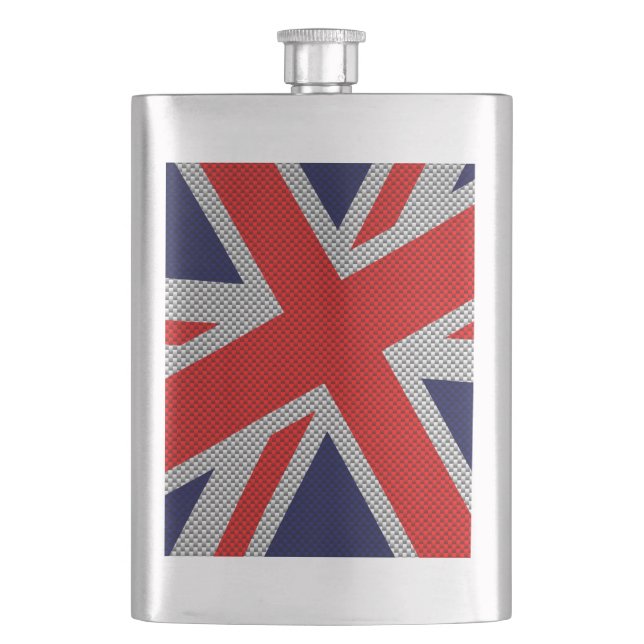 Petaca Vibrante Union Jack on Carbon Fiber Style Print (Anverso)