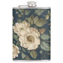 Victorian Navy & Cream Floral Botanical Blanket