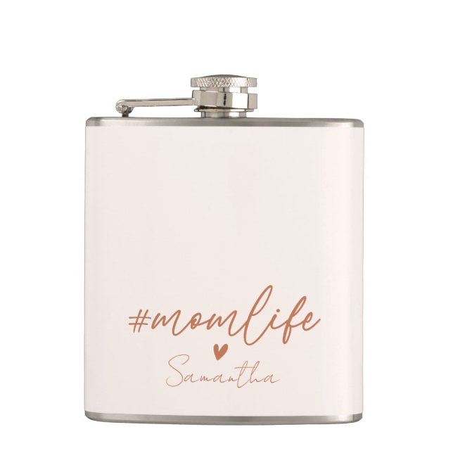 Petaca Vida de mamá - Diseño de encanto rústico (Anverso)