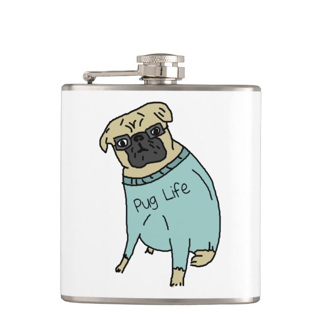 Petaca Vida De Pug - Perro Gracioso En Un Suéter (Anverso)