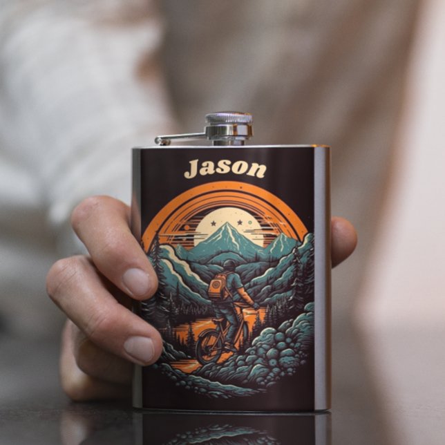 Petaca Vida en bicicleta, personalizable retro (Subido por el creador)