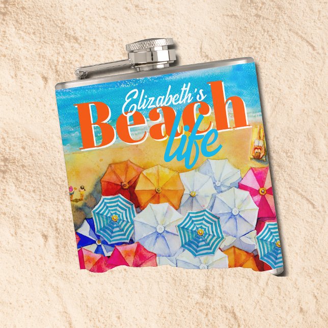 Petaca Vida en la playa (Beach life flask, personalize for yourself or give as a gift.)