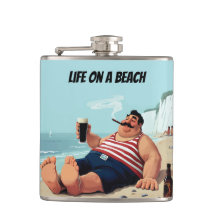 Vida en la playa, hombre fumando puro y bebiendo c