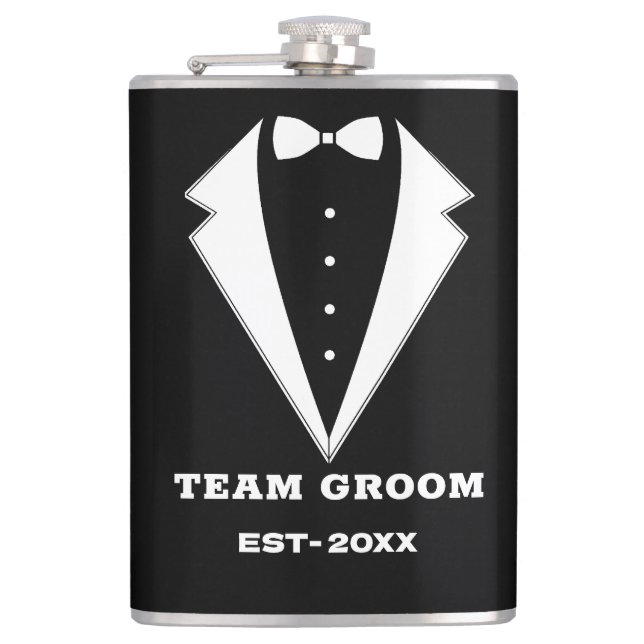 Petaca Vidrio de propuesta de Groomsmen, Team Groom perso (Anverso)