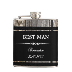 Petaca Vieja Wood Black BEST MAN Boda Flask
