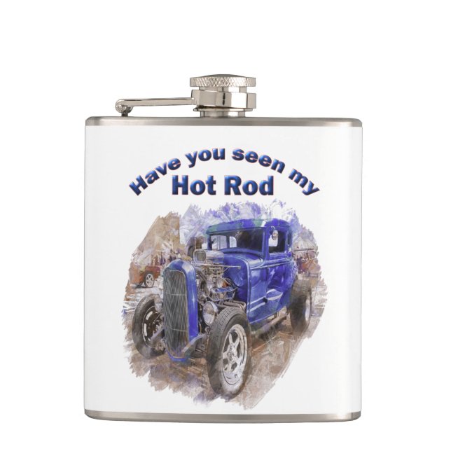 Petaca Viejo automóvil descubierto del vintage azul con (Anverso)