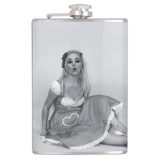 Petaca Viejo Chica de Pinup retro Viejo Flask de cadera (Anverso)