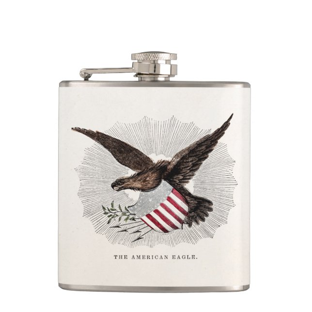 Petaca Viejo Ilustracion de pájaro águila estadounidense  (Anverso)