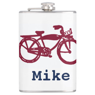 Petaca Viejo matraz de personalizado de bicicleta roja
