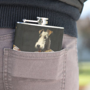 Petaca Viintage Fox Terrier En Matraz Uniforme De Hip