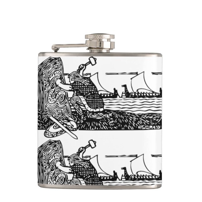 Petaca Viking que talla runas (Anverso)