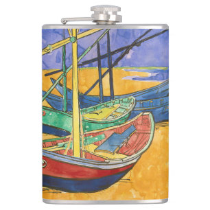 Petaca Vincent van Gogh - Barcas de Pesca en la Playa