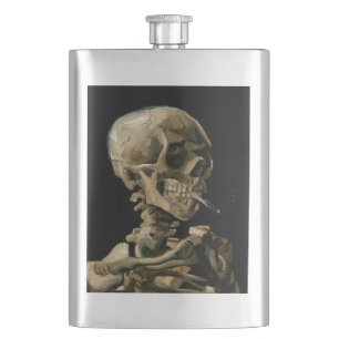 Petaca Vincent van Gogh - Calavera con cigarrillo en llam