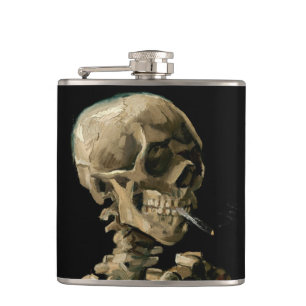 Petaca Vincent van Gogh - Calavera con cigarrillo en llam