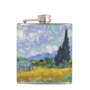 Petaca Vincent Van Gogh - Campo de trigo con cipreses
