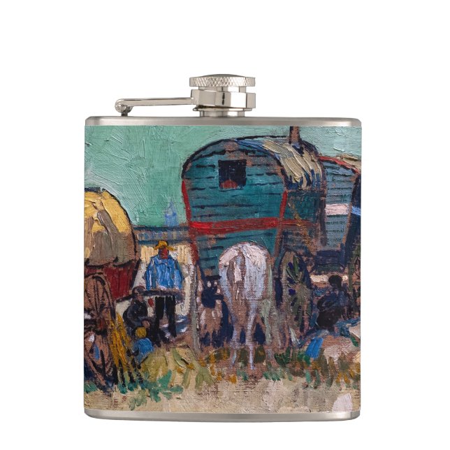 Petaca Vincent van Gogh - Caravanas, campamento gitano ce (Anverso)