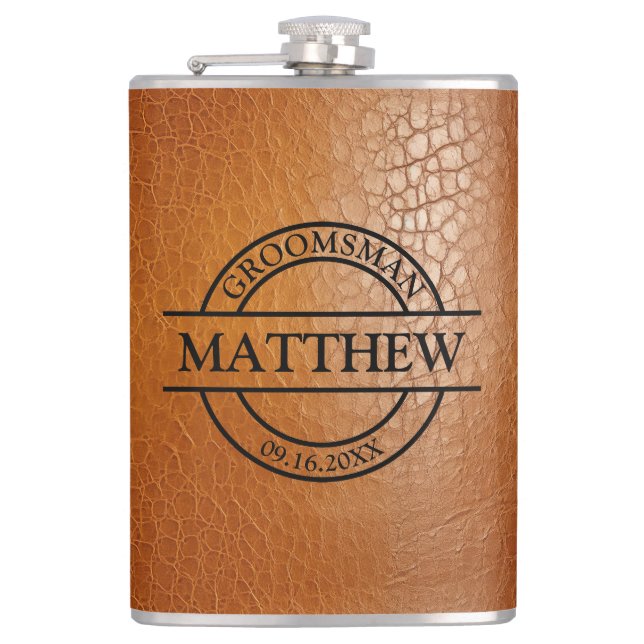 Petaca Vinilo Envuelto de Cuero Sintético (Anverso)