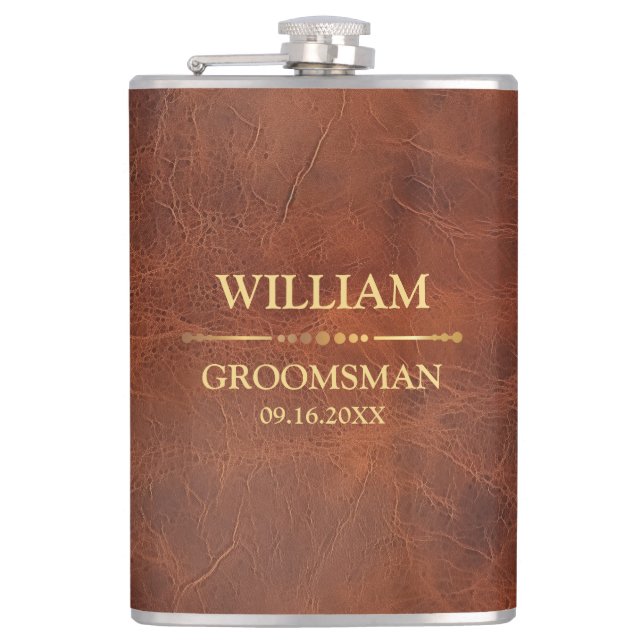 Petaca Vinilo Envuelto en Cuero Sintético (Anverso)