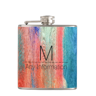 Petaca Vintage Colorful Wood Grain Moderno Resumen Arte