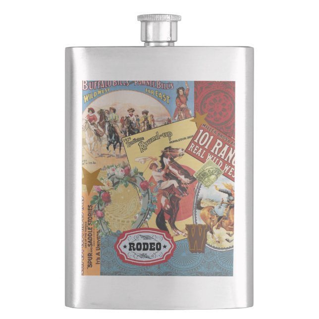 Petaca vintage cowgirl occidental (Anverso)