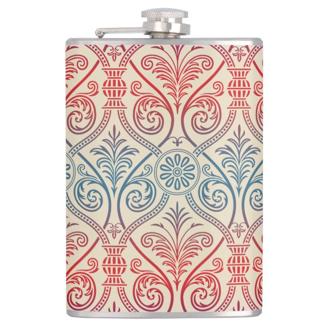 Petaca Vintage Damask Wallpaper - rojo violeta azul (Anverso)