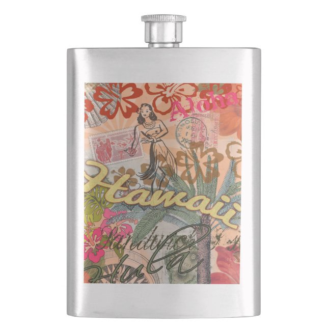 Petaca Vintage de la flor hawaiana hula (Anverso)