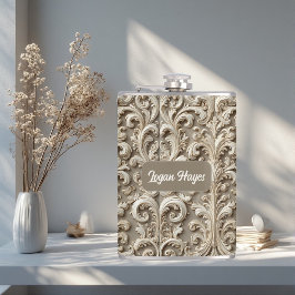 Petaca Vintage Elegance Baroque Swirl Grandeur Soft Ivory