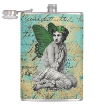 Vintage Green Fairy en Aqua Ephemera