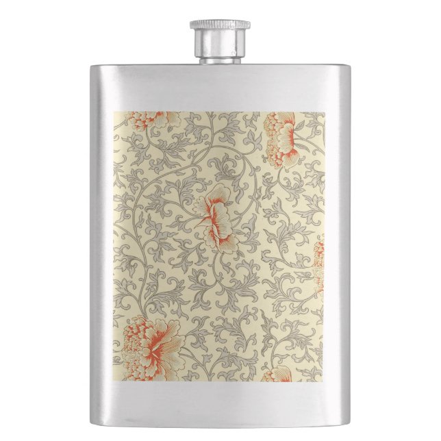 Petaca Vintage Gris Gris Gris Botánico Floral (Anverso)