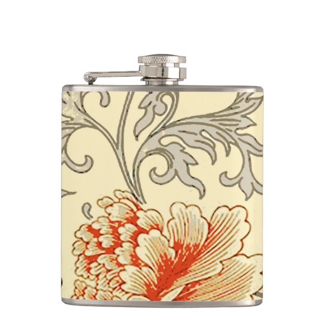 Petaca Vintage Gris Gris Gris Botánico Floral (Anverso)