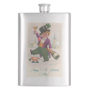 Petaca Vintage Happy St Patricks Day Shamrock Champagne