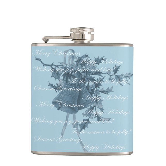 Petaca Vintage navidad campanas azul neutro (Anverso)