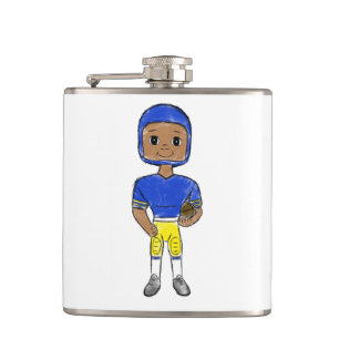 Petaca vintage retro jugador de fútbol azul amarillo simp