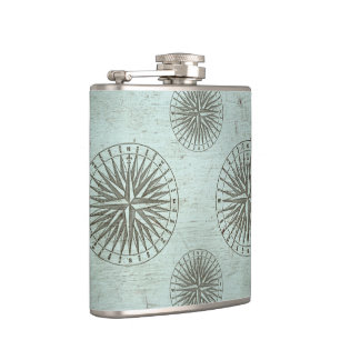 Petaca Vintage Sea Shanty   Ephemera de la brújula Steamp