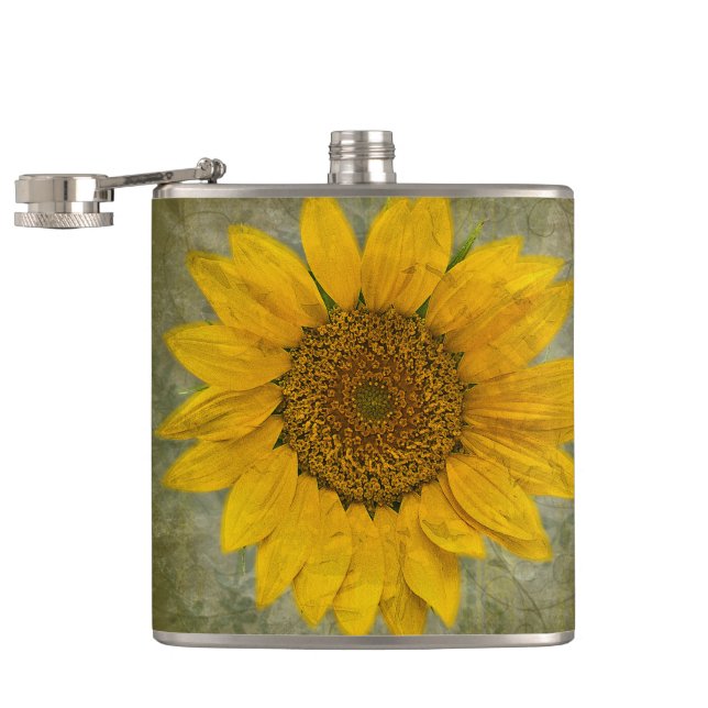 Petaca Vintage Sunflower Hip Flask (Abierto)