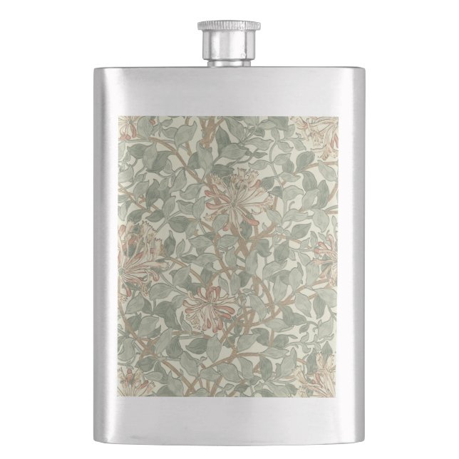 Petaca Vintage verde suave William Morris Honeysuckle (Anverso)