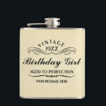 Petaca Vintage Wine Person Funny Birthday Flask<br><div class="desc">1944 1945 1946 1947 1948 1949 1950 1951 1952 1953 1954 1955 1955 7 1958 1959 1960 1961 1962 1963 1964 1965 1966 1967 1968 1969 1970 1971 972 1973 1974 1975 1976 1977 1978 1979 1980 1981 1982 1983 1984 Evolución. Gracioso 30.ª 31ª 32ª 33ª 34ª 35ª 36ª 37ª...</div>