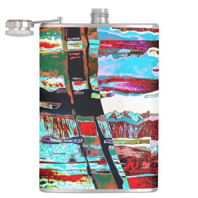 Petaca Vinyl Wrapped Flask – Collapse Reflection Abstract (Abierto)